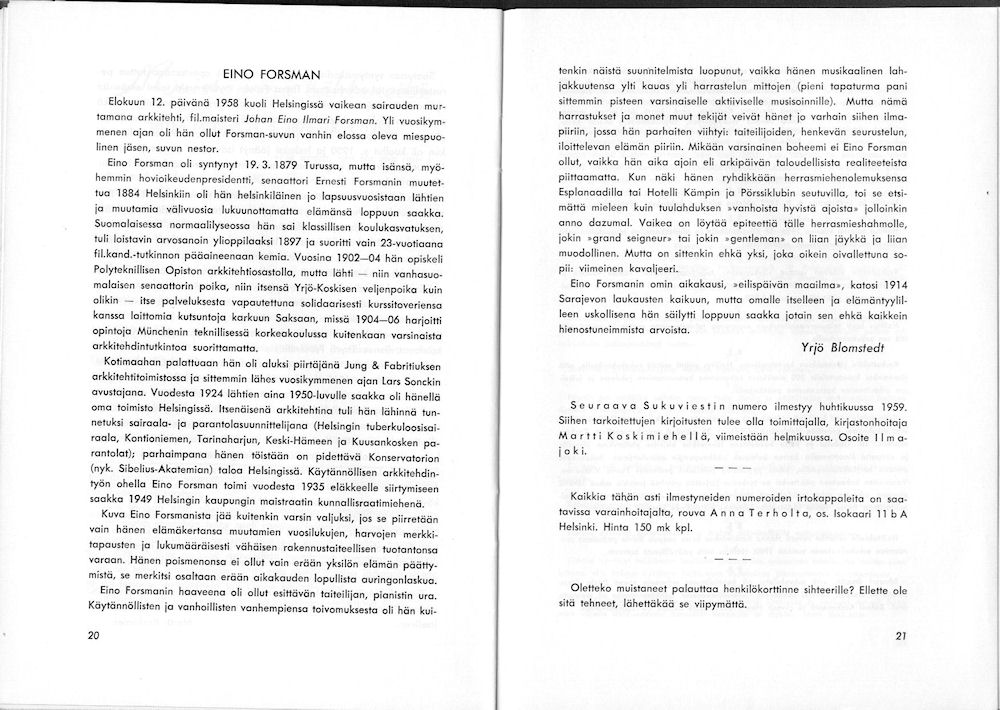 Sukuviesti 4, sivut 20 ja 21