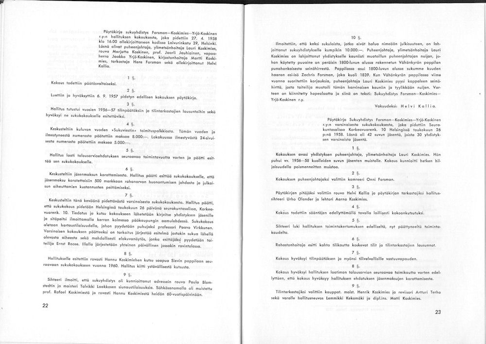 Sukuviesti 4, sivut 22 ja 23