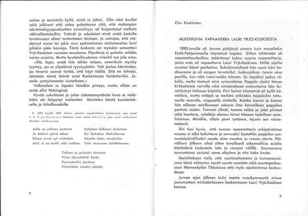 Sukuviesti 4, sivut 8 ja 9