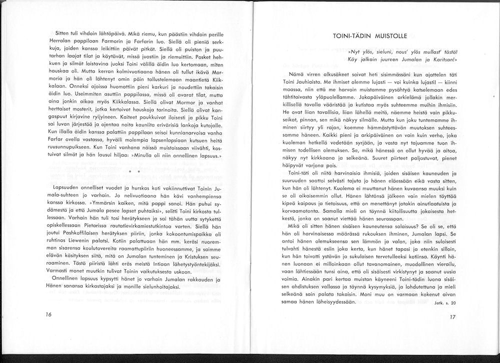 Sukuviesti 6, sivut 16 ja 17