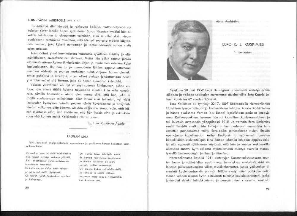 Sukuviesti 6, sivut 20 ja 21