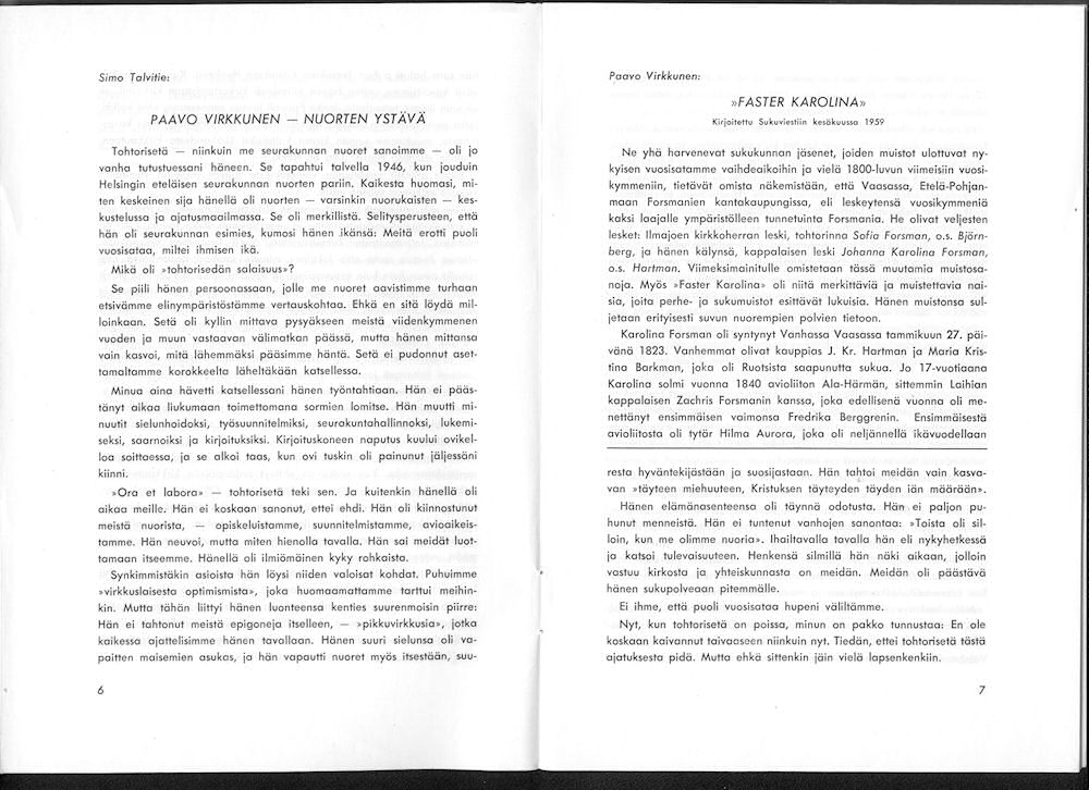 Sukuviesti 6, sivut 6 ja 7