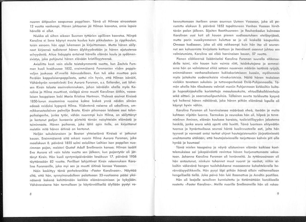 Sukuviesti 6, sivut 8 ja 9