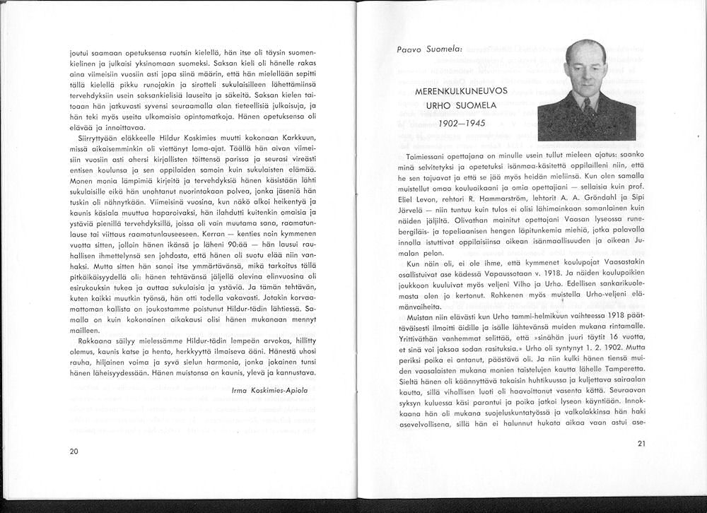 Sukuviesti 7, sivut 20 ja 21