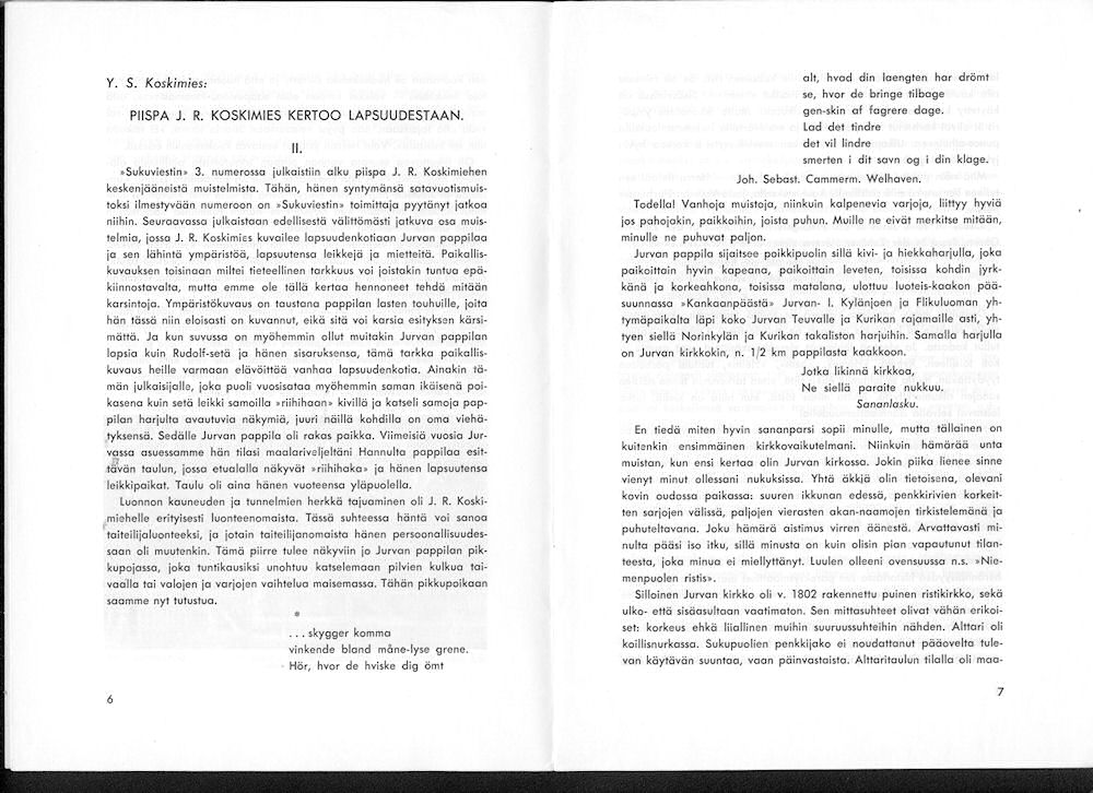 Sukuviesti 7, sivut 6 ja 7