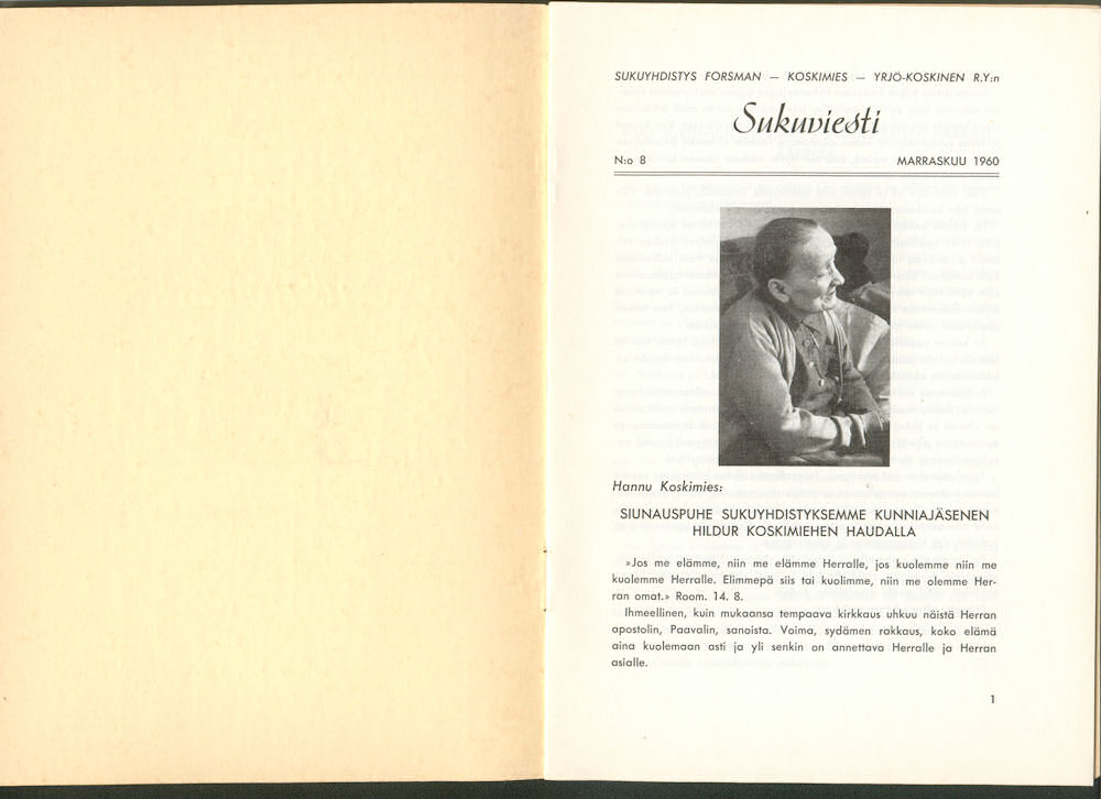 Sukuviesti 8, sivut 0 ja 1