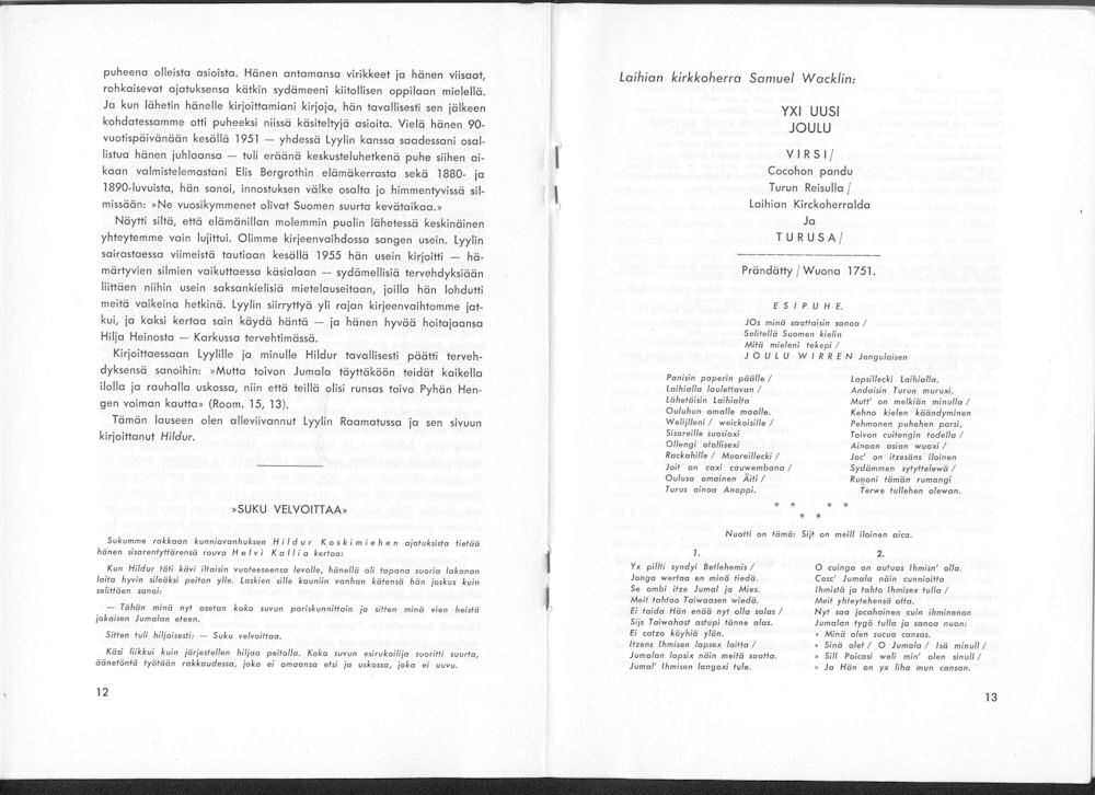 Sukuviesti 8, sivut 12 ja 13