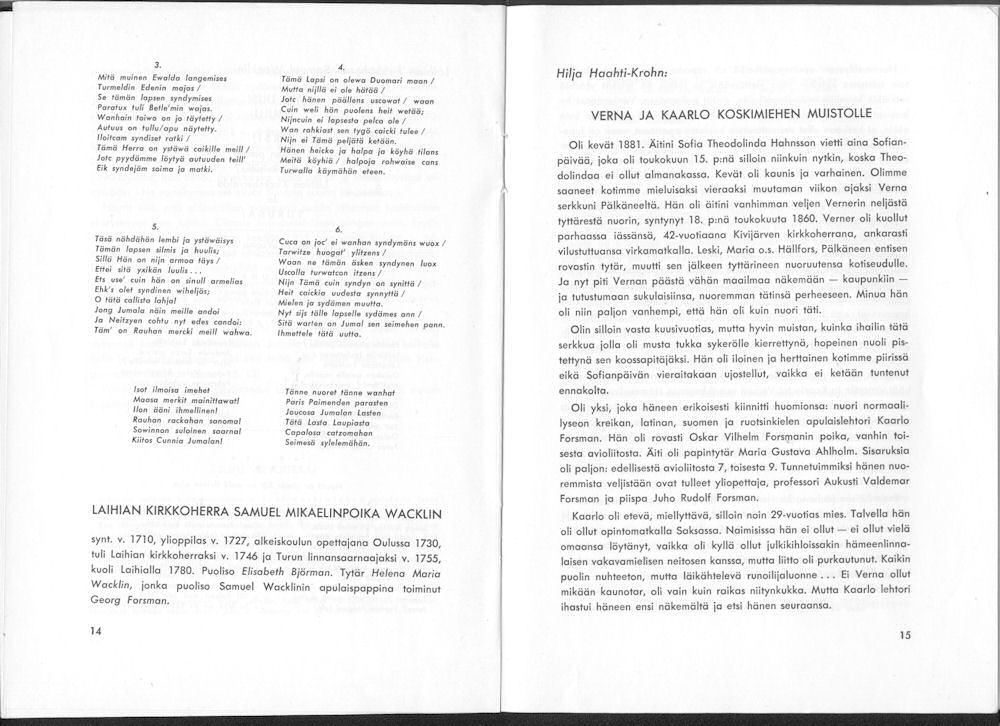 Sukuviesti 8, sivut 14 ja 15