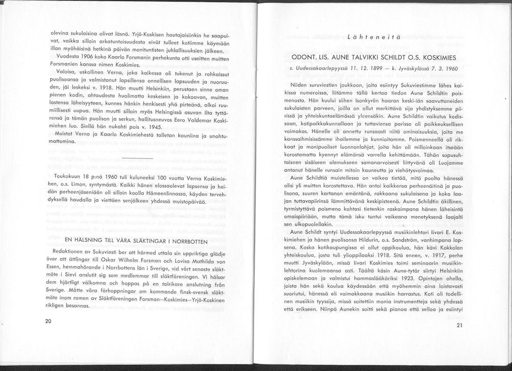 Sukuviesti 8, sivut 20 ja 21