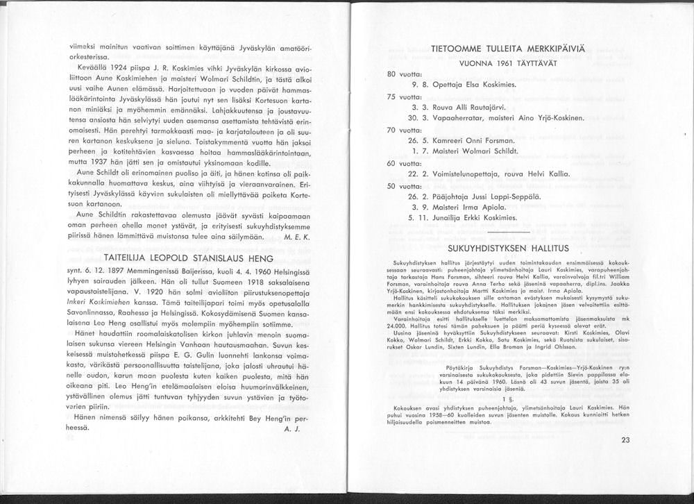 Sukuviesti 8, sivut 22 ja 23