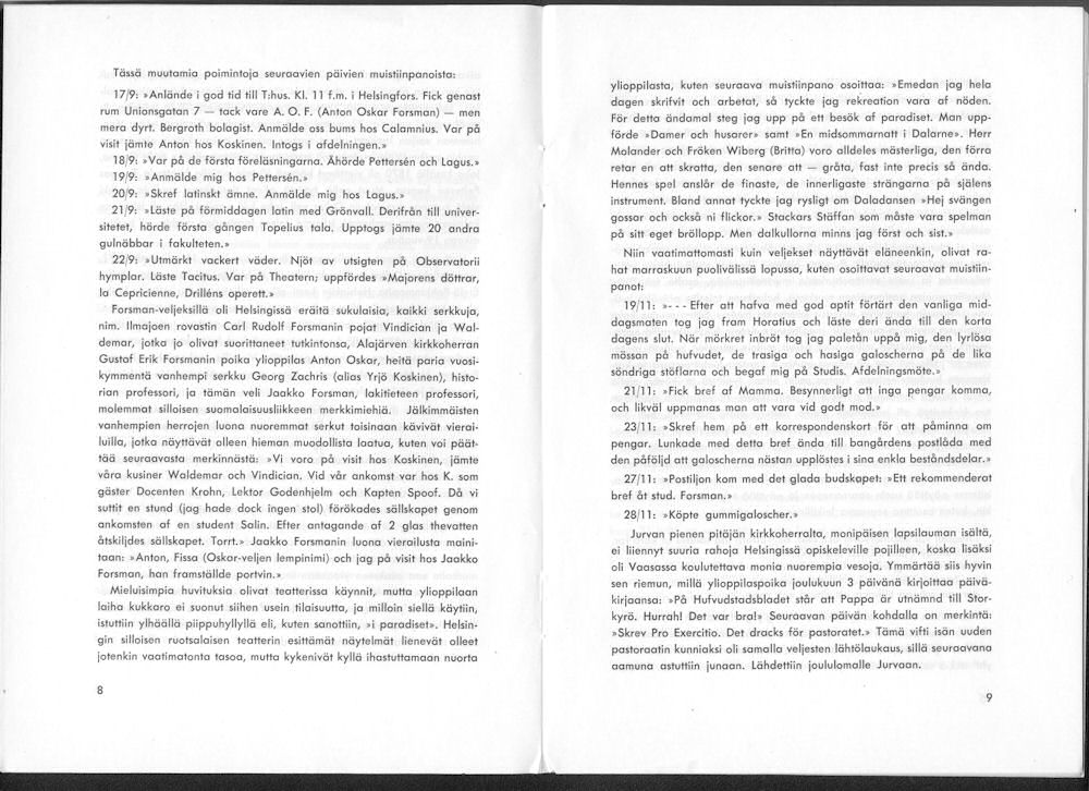 Sukuviesti 9, sivut 8 ja 9